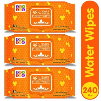 Bey Bee Water Base Baby Wipes for Sensitive Skin, 80 Wipes (Pack of 3)
