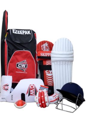 Cricket World Junior Red 7 Item Ezeepak Without Cricket Bat Sports Kit