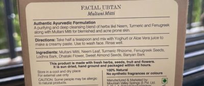 Forest Essentials Multani Mitti Ubtan Ingredients