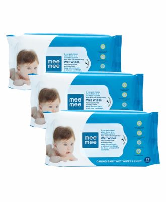 Mee Mee Caring Baby Wet Wipes with Lemon Fragrance (72 pcs/pack) (Pack of 3)