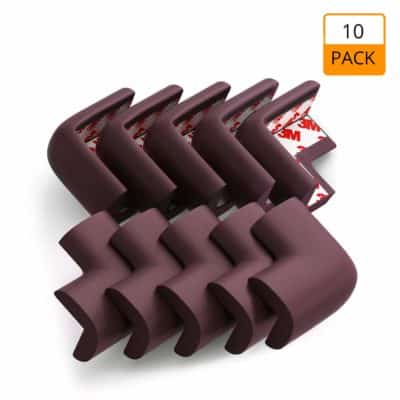  AMAZARA Baby Proofing Corner Guards Pre-Taped Corner Protectors Child Safety Edge Guards 10 Pieces Brown