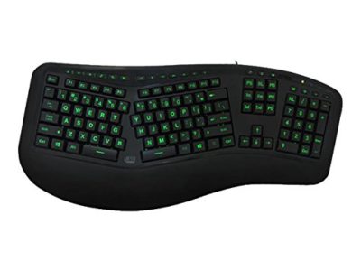 Adesso Tru-Form 3-Color Illuminated Ergonomic Keyboard