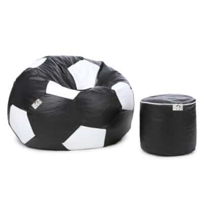 AdevWorld Football XXXL Bean bag With Bean Filling (Black & White)