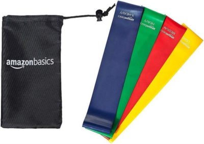 AmazonBasics 4-Piece Exercise and Resistance Loop Bands with Bag