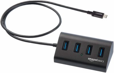 AmazonBasics USB 3.1 Type-C to 4-Port Aluminum Hub, Black
