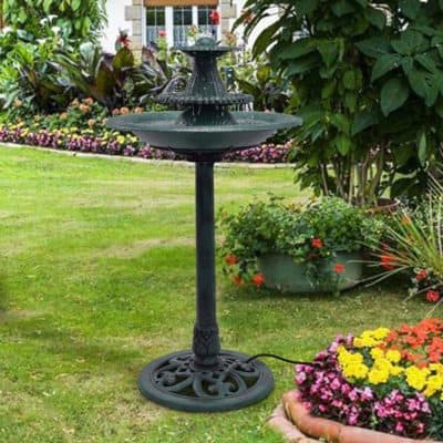 Apontus 3 Tier Fountain Garden Decor Pedestal Outdoor Bird Bath