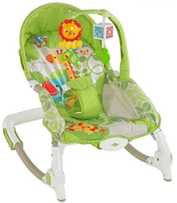 Baby Bucket Newborn to Toddler Portable Rocker Bouncer with Selectable Vibrator Mode and Toys, 1-2 Years (Green)