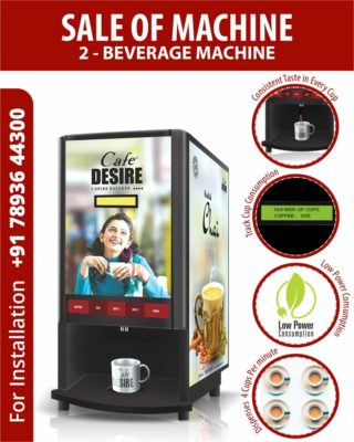 Cafe Desire Coffee and Tea Vending Machine with 1kg Coffee Premix (Multicolour, CDCTVMOR) [ 2 Lane]