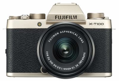 Fujifilm X Series X-T100 24.2MP Mirrorless Camera (Champagne Gold) with XC15-45mm Lens Kit
