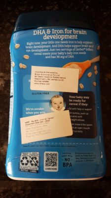 Gerber Baby Cereal DHA Probiotic Oatmeal Cereal iron and DHA