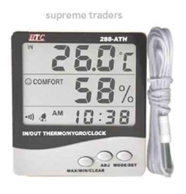 HTC Instrument 288-ATH Digital Indoor Outdoor Hygrometer Thermometer with clock