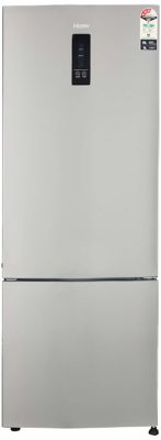 Haier 345 L 3 Star Frost Free Double Door Refrigerator(HRB-3654PSS, Shiny Steel, Bottom Freezer)