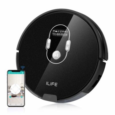 ILIFE A7 Robotic Vacuum Cleaner with High Suction LCD Display Multi-Task Schedule Dual Roller Brushes for Hard Floor Thin Carpets