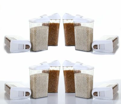 Kitchen Bazaar Cereal Dispenser Jar 1100 Ml Ideal for Food Storage, Rice, Pasta, Cereal Container, Set of 12