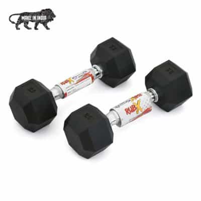RUBX Rubber coated professional exercise Hex dumbbells