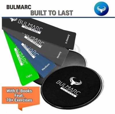 BULMARC resistance band and core sliding discs with 70 exercise guides