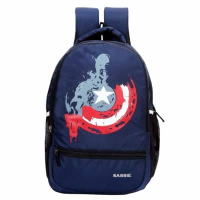Sassie Polyester Navy Blue School Bag