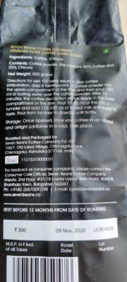 Seven Beans Urubage Filter Coffee Powder Review Back