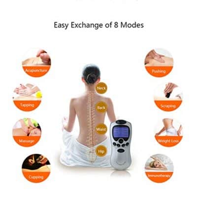 World Beauty’s Carevas 8 mode electronic muscle stimulator TENS Unit LCD Backlight Pulse Massager Pain Relief Machine Therapy Intensity Massage